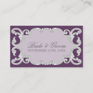 Tear Drop Lace, Plum Purple Escort Table Seating Place Card