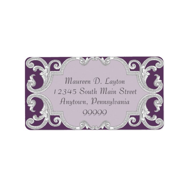 Tear Drop Lace Plum Purple Matching Address Labels (Front)