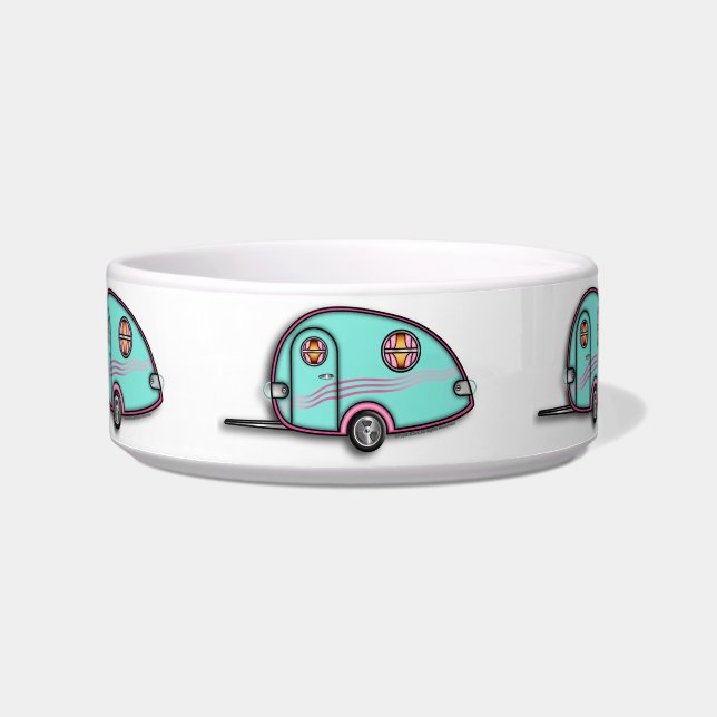 Tear Drop RV Trailer Cat or Dog Pet Bowls (Front)