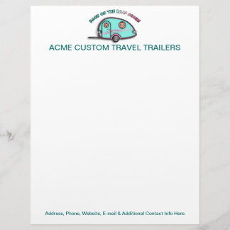 Tear Drop RV Trailer CUSTOMIZABLE LETTERHEADS Letterhead