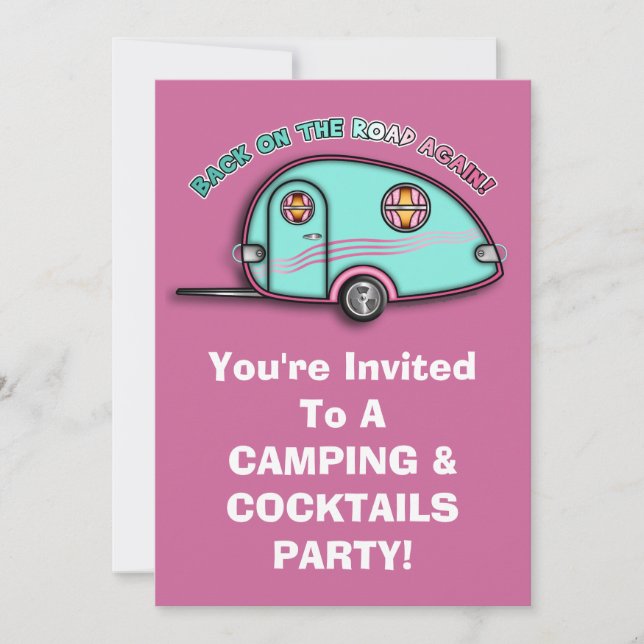 Tear Drop RV Trailer INVITATIONS (Front)