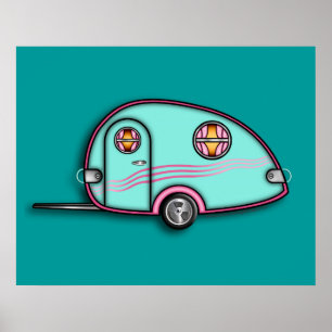 Tear Drop RV Travel Trailer 24 X 39 ARCHIVAL PRINT