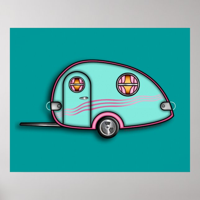 Tear Drop RV Travel Trailer 24 X 39 ARCHIVAL PRINT (Front)