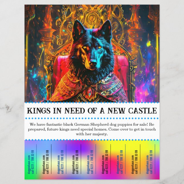 Tear off wolf shepherd dog flyer (Front)