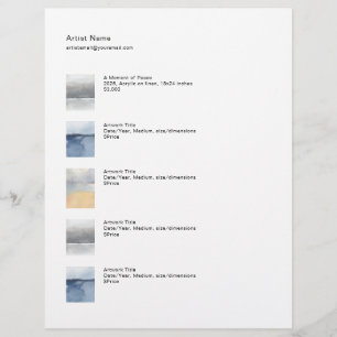 Tear Sheet Price Sheet Template for Art
