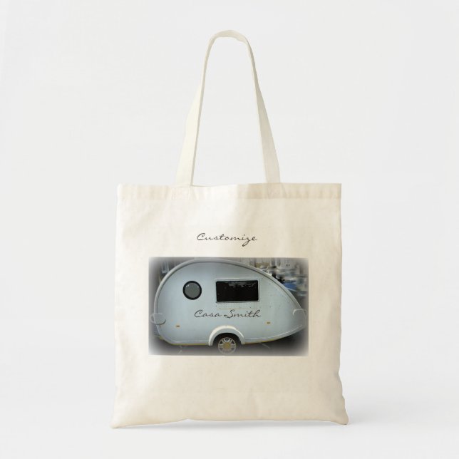 Teardrop gypsy caravan happy camping Thunder_Cove Tote Bag (Front)