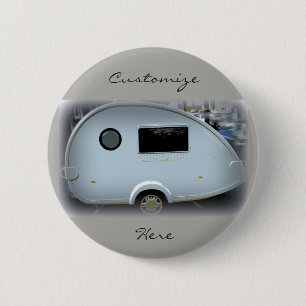 Teardrop gypsy caravan happy glamping 2 inch round button