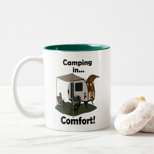 Teardrop Trailer Camping In Comfort Happy Camper Two-Tone Coffee Mug