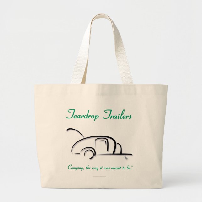 Teardrop Trailers Green Version Large Tote Bag (Front)