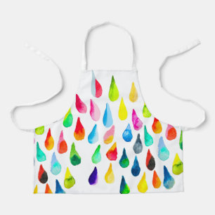 Teardrops watercolor colourful whimsical apron