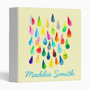 Teardrops watercolor colourful whimsical binder