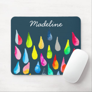 Teardrops watercolor colourful whimsical mouse pad