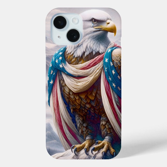 Tearful Bald Eagle Wearing American Flag Case-Mate iPhone Case (Back)