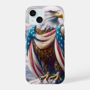 Tearful Bald Eagle Wearing American Flag iPhone 15 Case