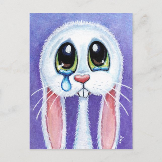 Tearful Sad Bunny Rabbit Postcard (Front)