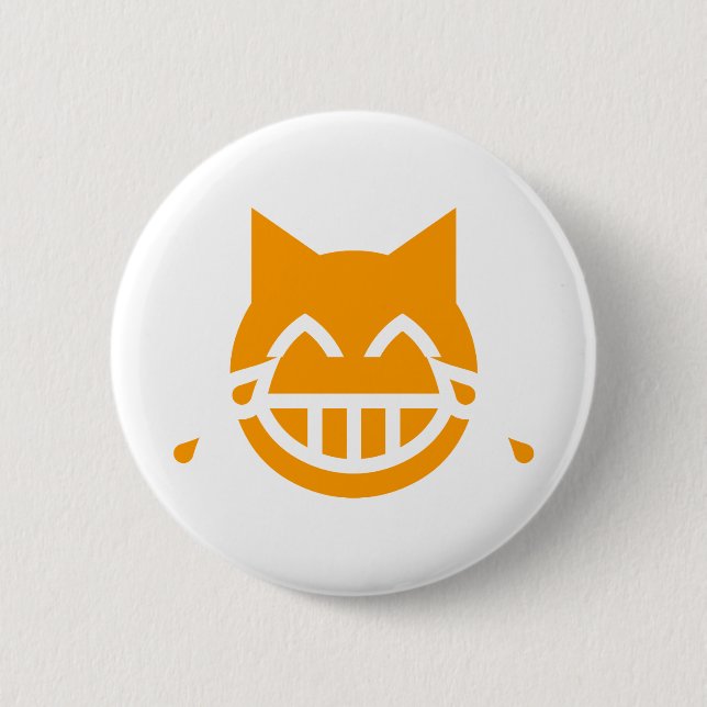 Tears of Joy Emoji Cat 2 Inch Round Button (Front)