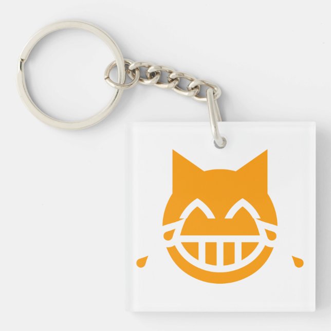 Tears of Joy Emoji Cat Keychain (Front)