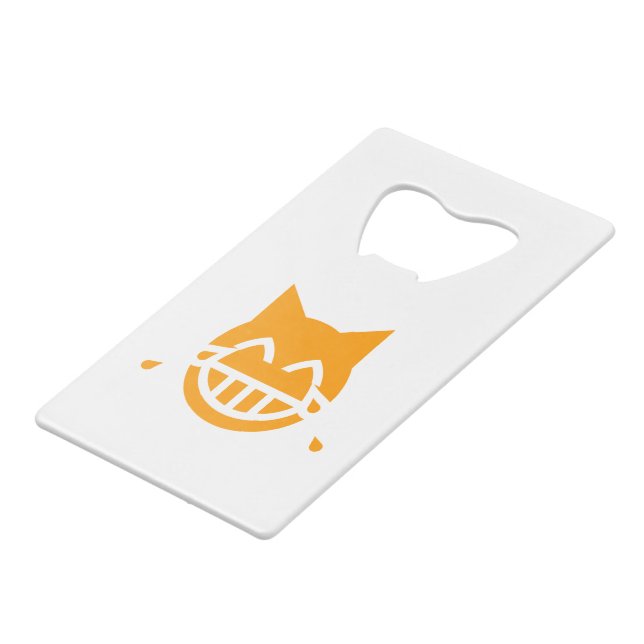 Tears of Joy Emoji Cat Wallet Bottle Opener (Front Angled)