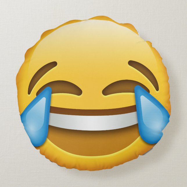 Tears of Joy emoji funny pillow (Back)