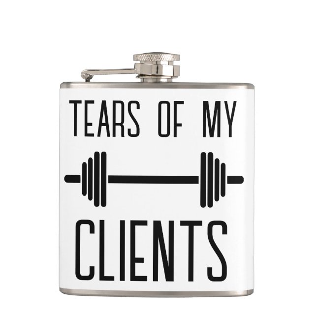 Tears of My Clients Personal Workout Trainer Gift Hip Flask (Front)