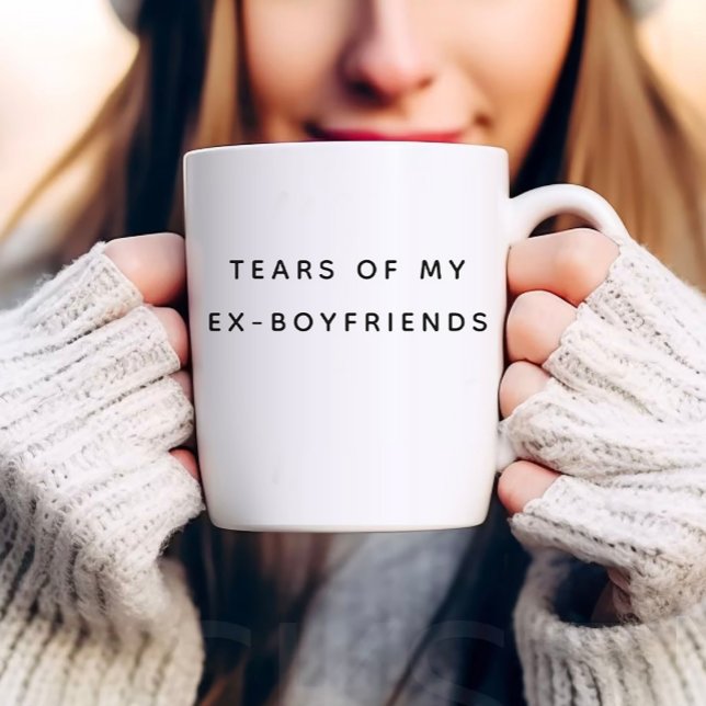 Tears of my Ex-Boyfriend | Funny Typography Two-Tone Coffee Mug (Creator Uploaded)