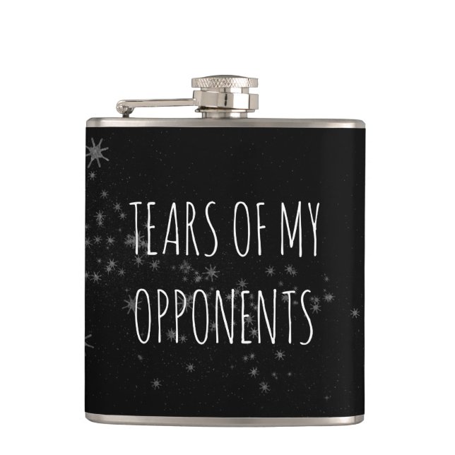 Tears of My Opponents Funny Gift Hip Flask (Front)