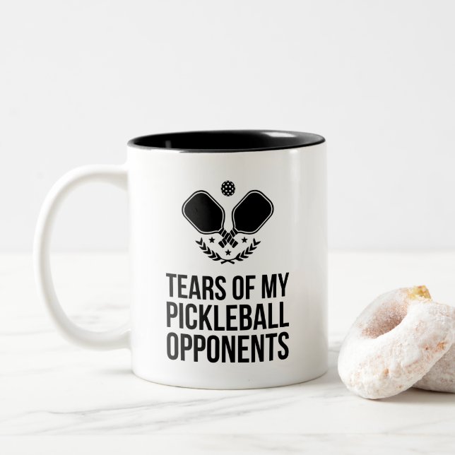 Tears Of My Pickleball Opponents Two-Tone Coffee Mug (With Donut)