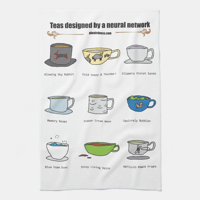 Teas by AI Weirdness - Kitchen Towel (Vertical)