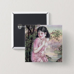 Tease in Stream Oasis by Shanghai China Girl 2 Inch Square Button