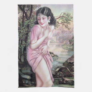 Tease in Stream Oasis by Shanghai China Girl Kitchen Towel