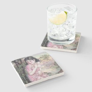 Tease in Stream Oasis by Shanghai China Girl Stone Coaster