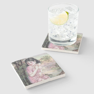 Tease in Stream Oasis by Shanghai China Girl Stone Coaster