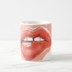 Teaser lip biting coffee mug