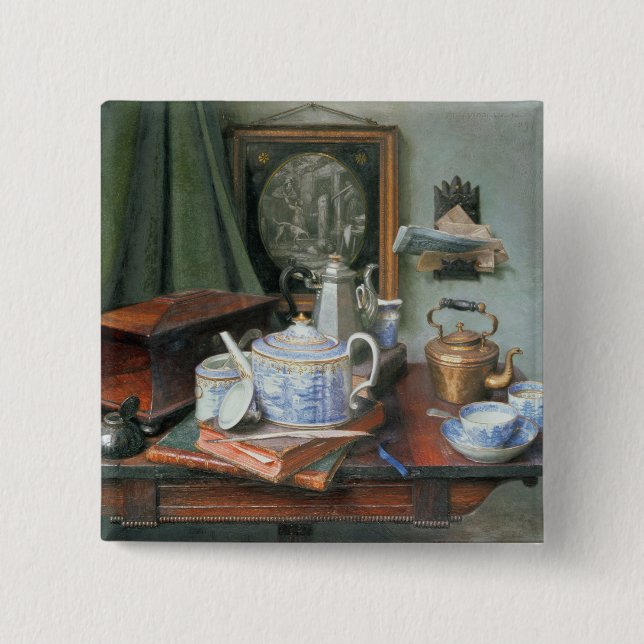 Teatime 2 Inch Square Button (Front)