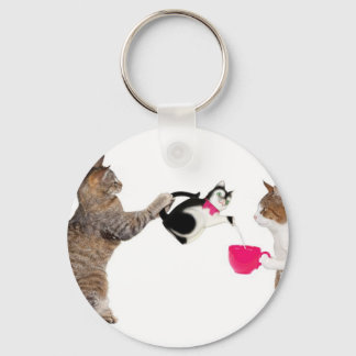 Teatime for kitty cats keychain