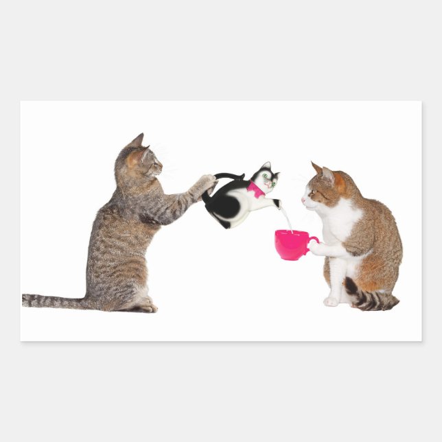 Teatime for kitty cats sticker (Front)