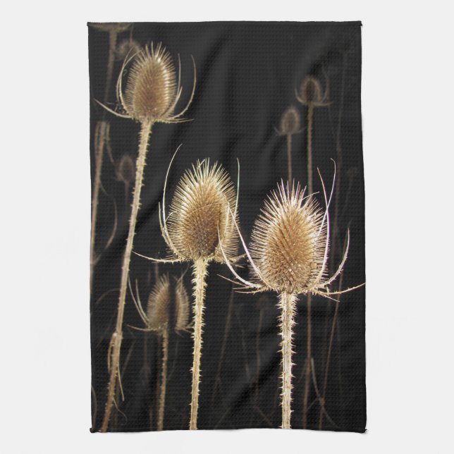 Teazles at Night Kitchen Towel (Vertical)