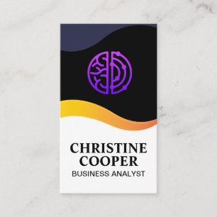 Tech Brain Logo Wave Design Business Card