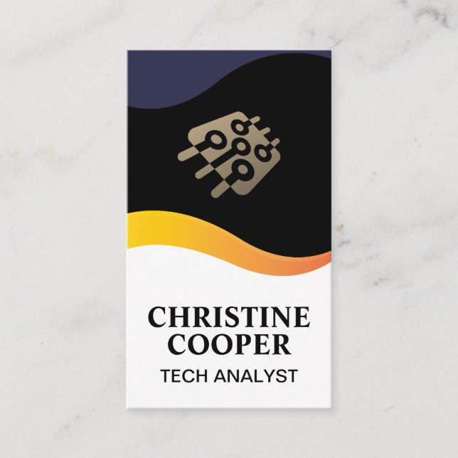 Tech Chip Logo | Wave Design Business Card (Front)