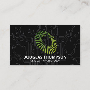 Tech Circuit Board Nodes AI Business Card
