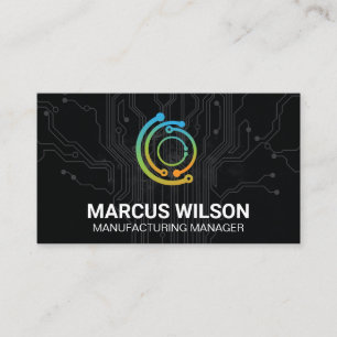 Tech Colour Logo Circuit Board Business Card