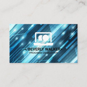 Tech Computer Logo Binary Code Background Business Card
