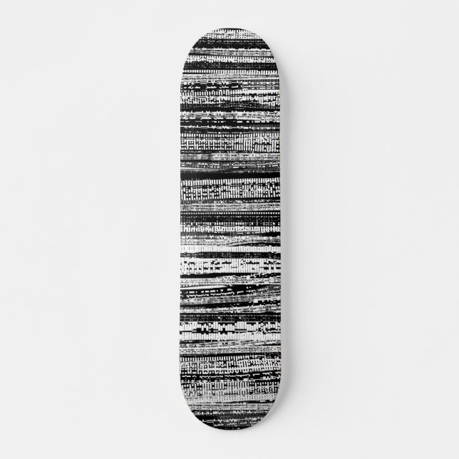 Tech Decay - Black and White on Wood Skateboard (Front)