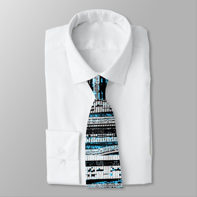 Tech Decay - Black, White and Sky Blue Tie (Tied)