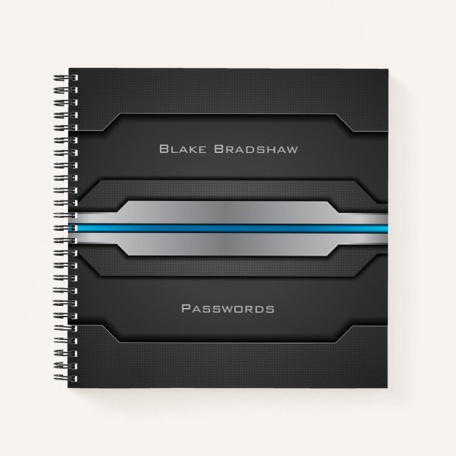 Tech Design with Blue Glow & Custom Titles Notebook (Front)
