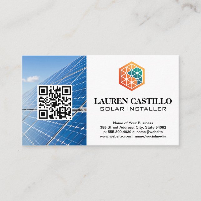 Tech Energy Logo | Solar Panels | QR Business Card (Front)