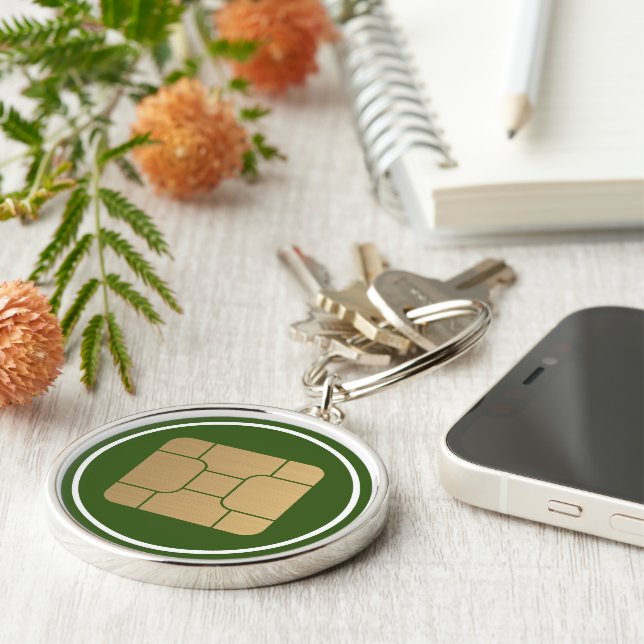 Tech Faux Gold SIM Card Mega Format Vector Art Keychain (Side)