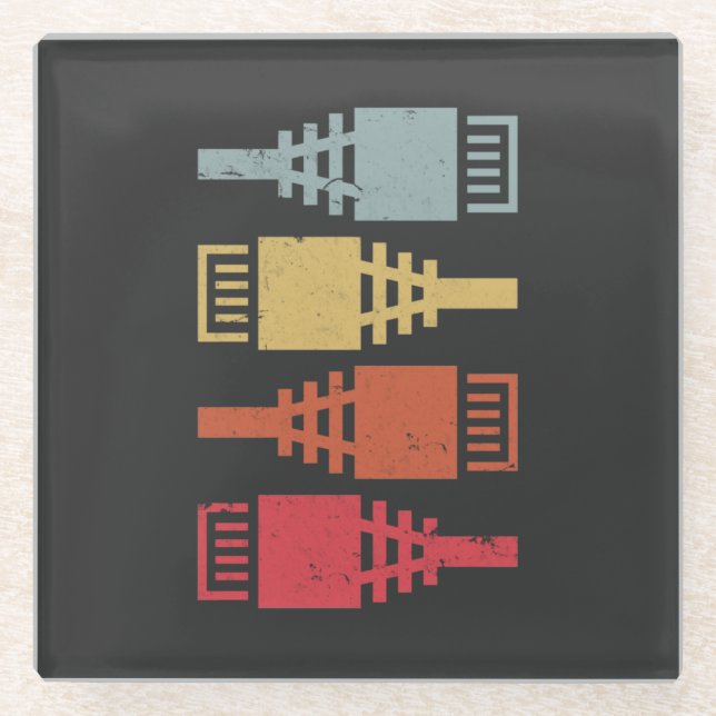 Tech Geek Network Engineer LAN Party Glass Coaster (Front)