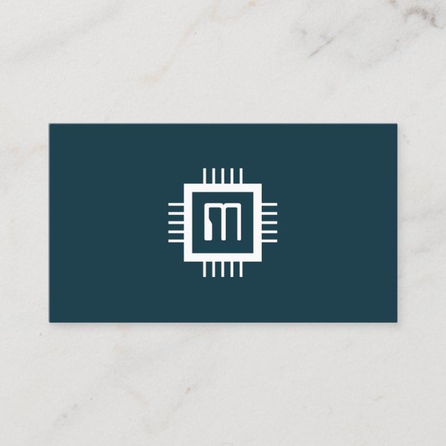 Tech inspired minimalist computer chip business ca business card (Front)