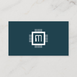 Tech inspired minimalist computer chip business ca card